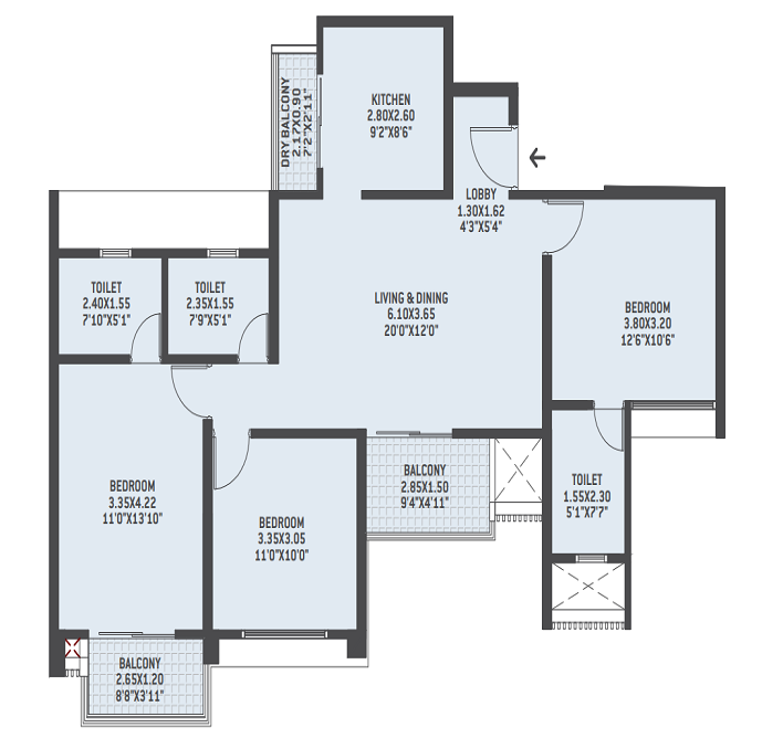 VTP Sierra Baner 3BHK Plan