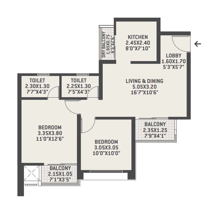 VTP Sierra Baner 2BHK Plan